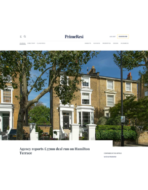 Agency reports £37mn deal run on Hamilton Terrace - Ian Green Residential